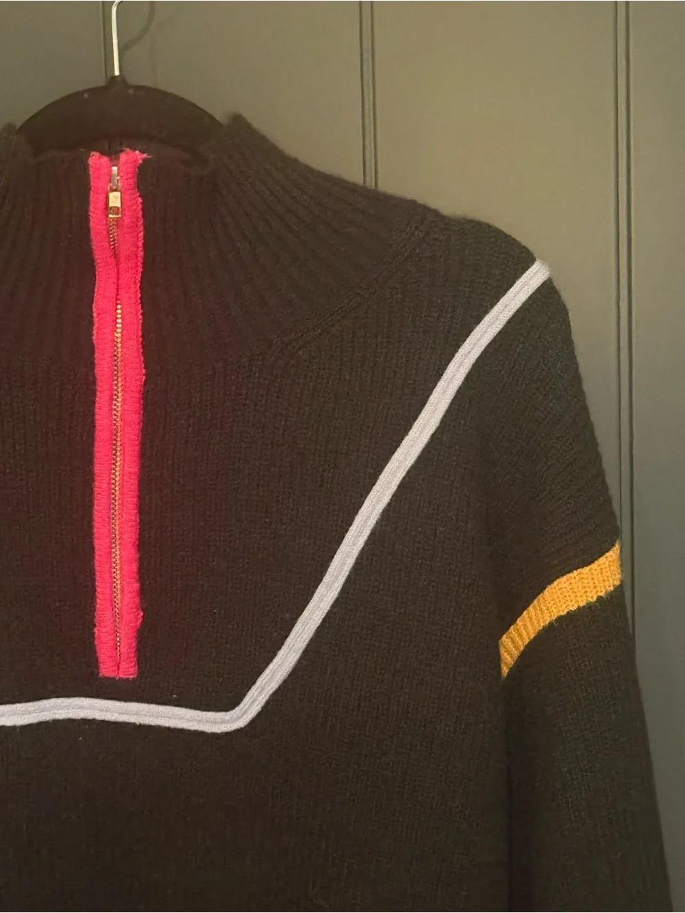 🎨 Entro Women’s Black Knit Contrast Trim Quarter Zip Sweater - Size L - Picture 4 of 11